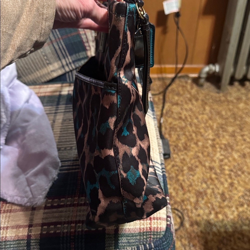Coach Leopard Print Tote - Brown and Teal - Picture 7 of 7